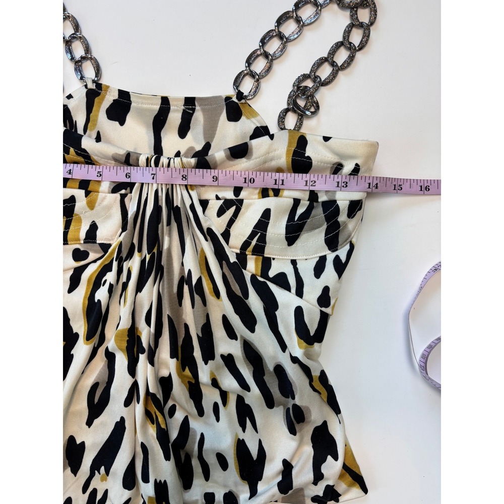 Sky Animal Print Cami Top Gold Black Womens Small Rhinestone Chain Straps - Picture 7 of 8